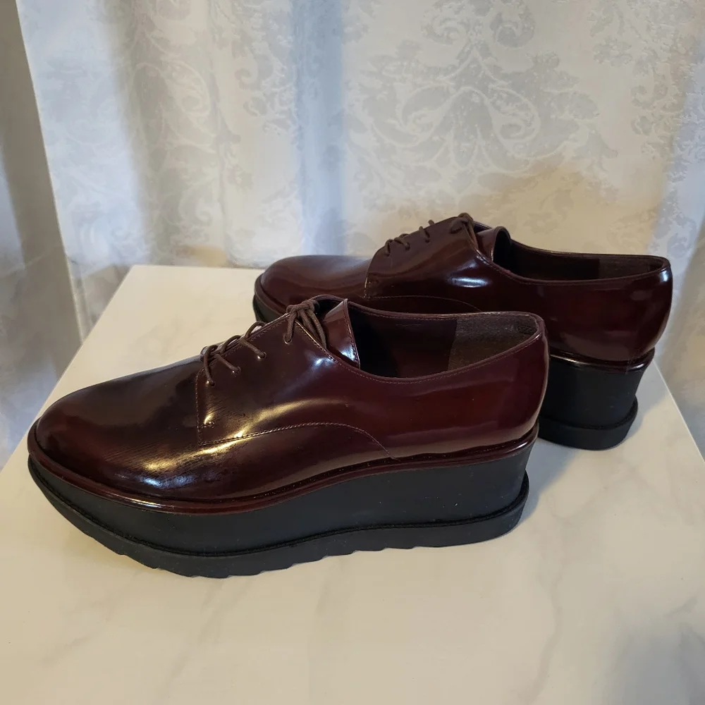 Stuart Weitzman Kent Platform Oxford, Women Shoes Size 9M, Color Burgundy - Picture 5 of 12